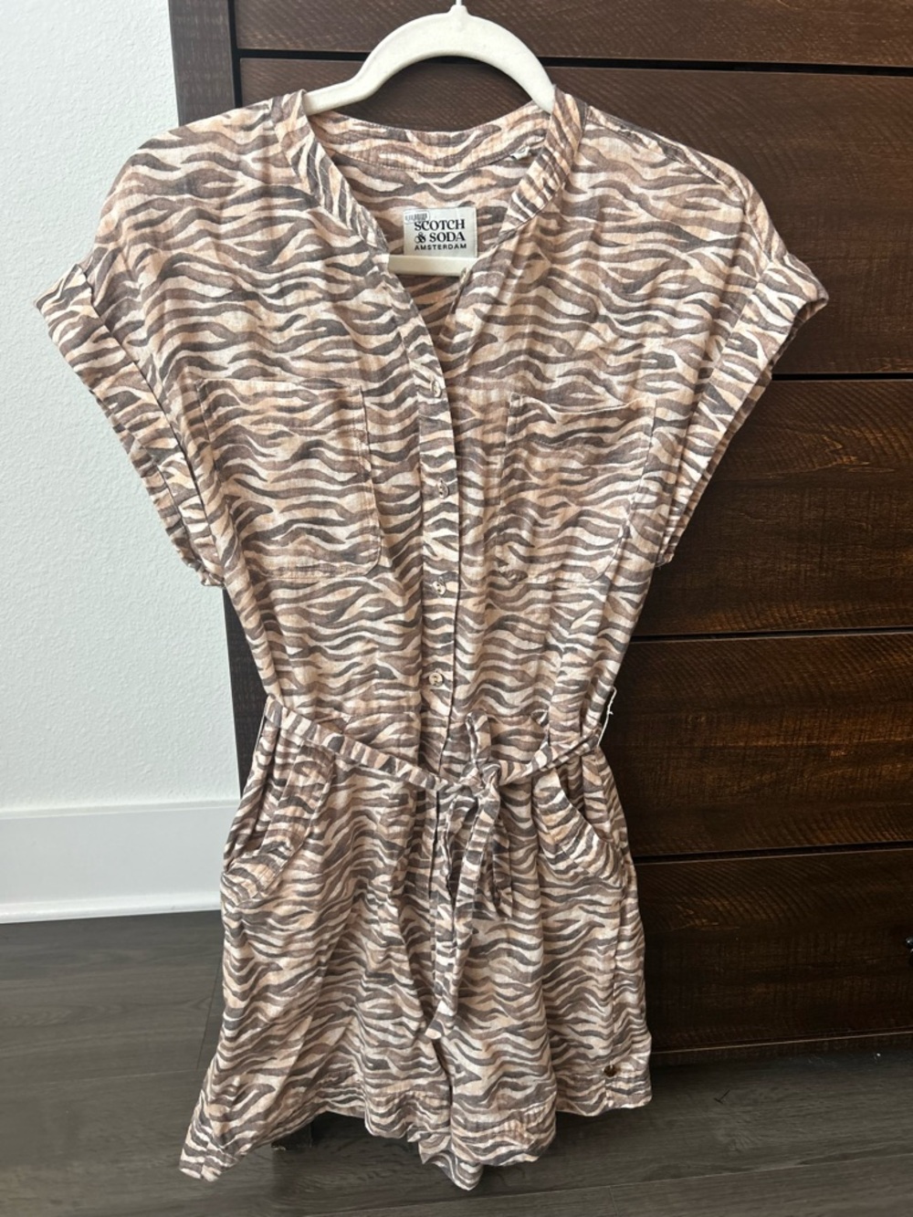 Scotch & Soda Taupe and Brown Zebra-Stripe Romper